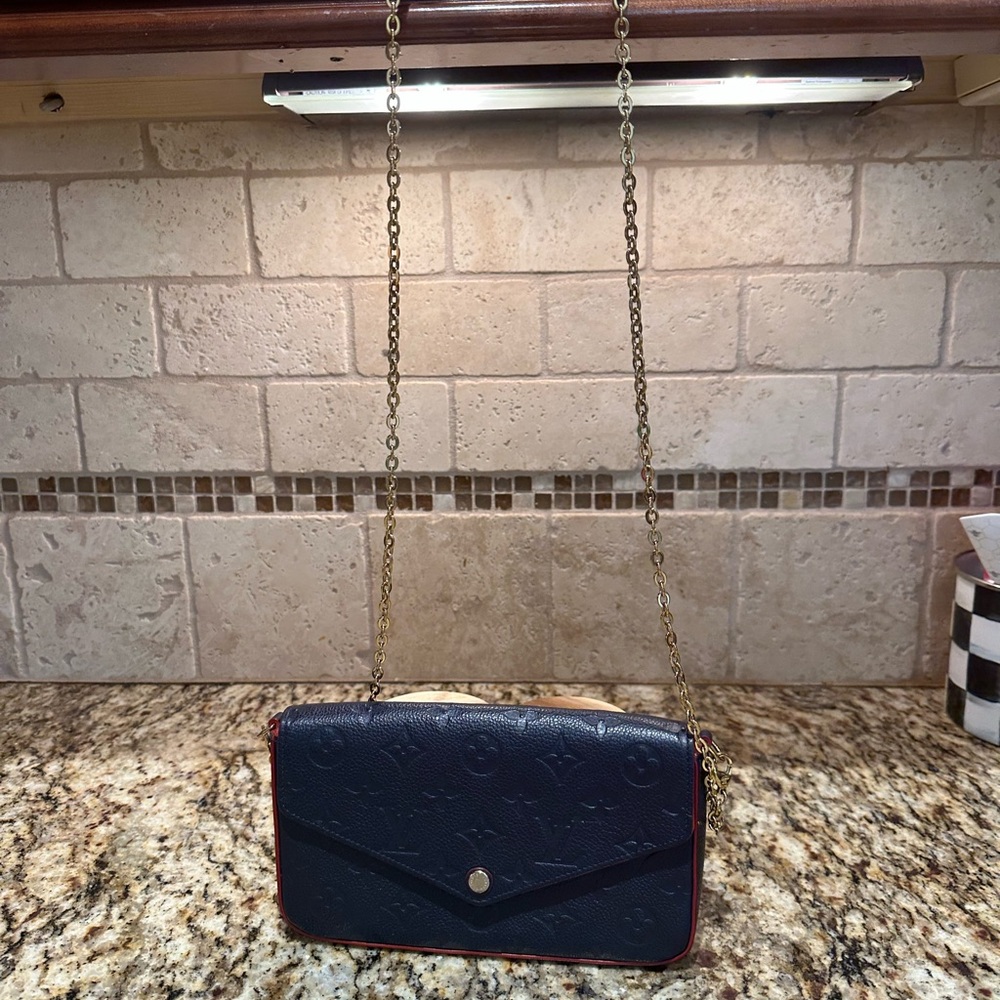 Louis Vuitton Felicie Pochette Navy Blue/Red - Picture 3 of 6